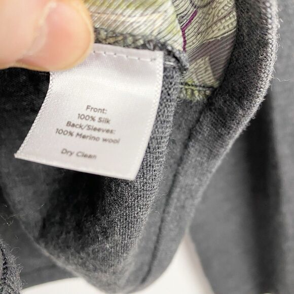 TALBOTS Gray Paisley Silk/Wool‎ Cardigan - Size M - Picture 4 of 4
